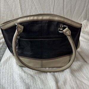 Tignanello Black and Tan Shoulder Bag